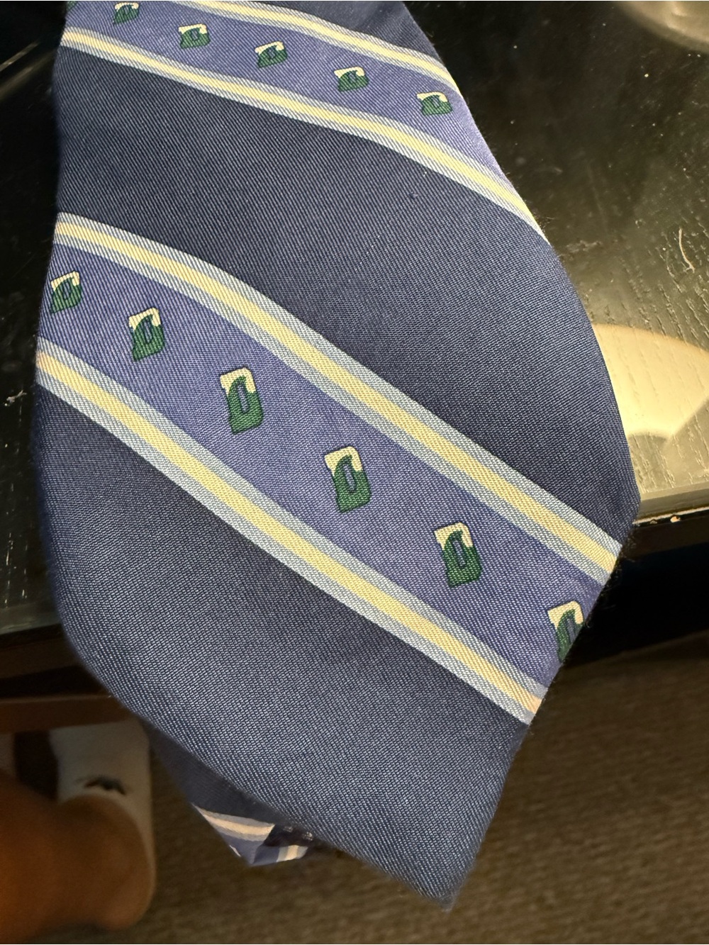 Vineyard Vines Blue Delbarton Tie with Green and Cream Accents